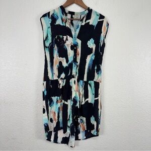 THE ODELLS ANTHROPOLOGIE WATERCOLOR‎ DRESS Abstract Print Sleeveless Dress #cc